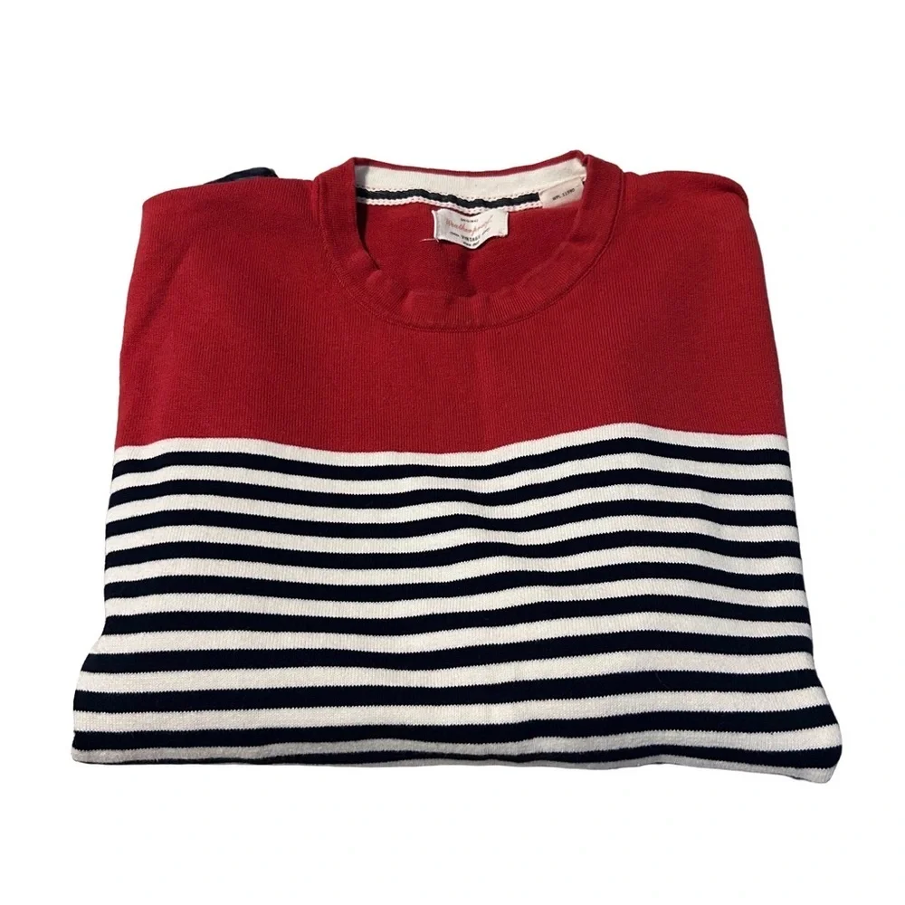 ⚓️ Original Weatherproof Vintage Red Crewneck with Navy & White Trim 100% Cotton